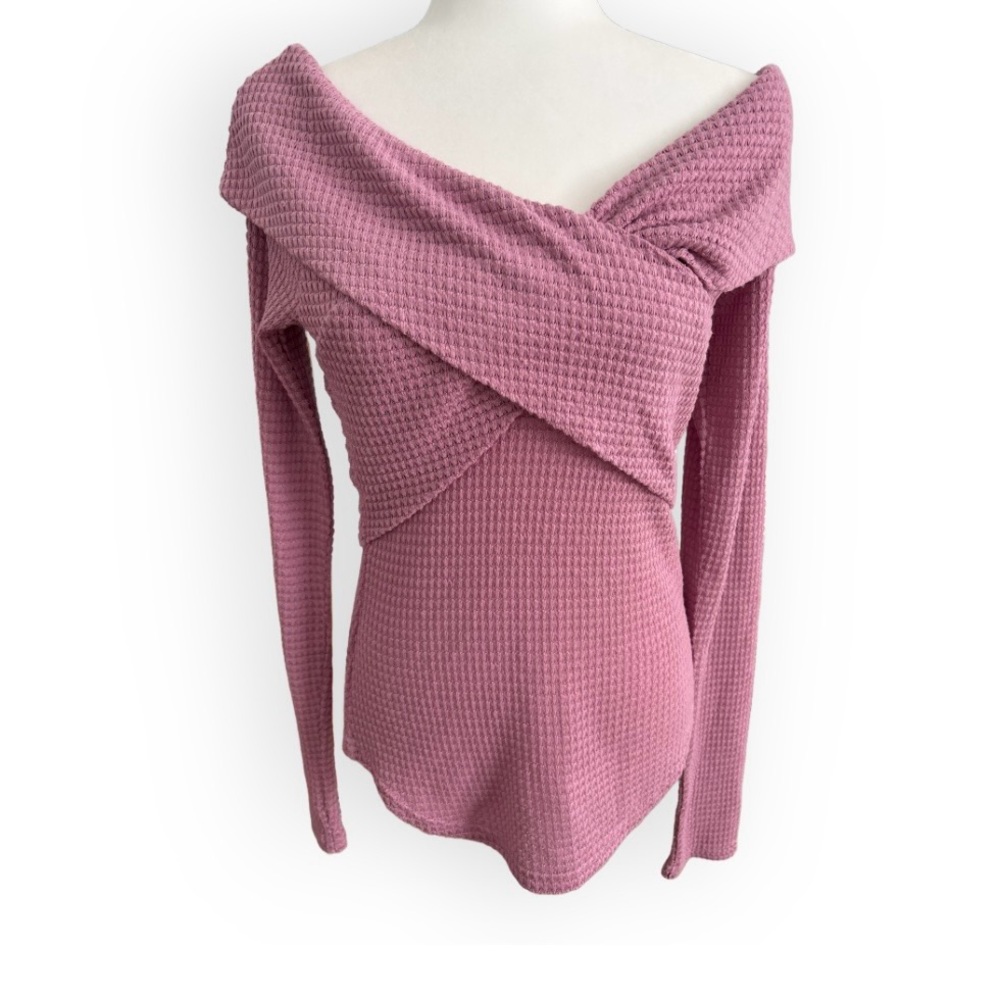 Free People Marley Off the Shoulder Knit Twist Top Size L Soft Girl Boho Chic